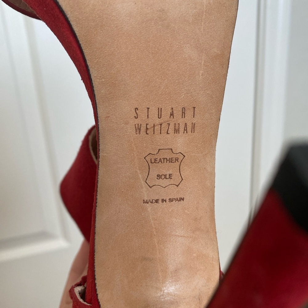 Stuart Weitzman Red Suede Heels - Picture 5 of 16